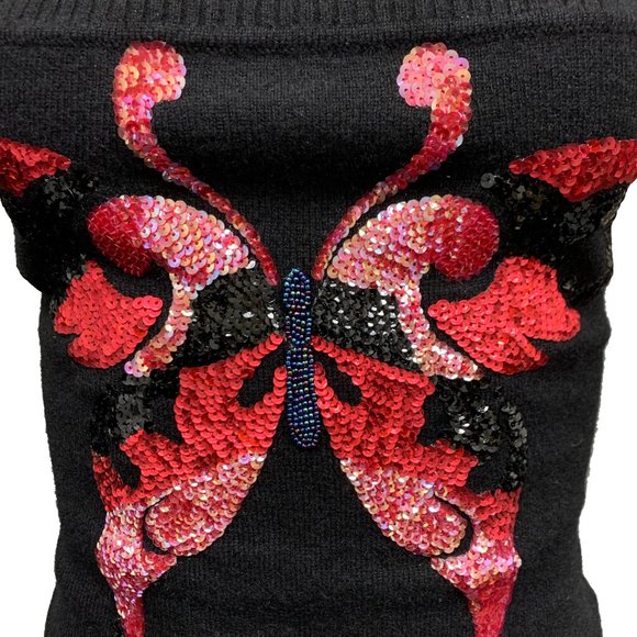 Raw7 Cashmere Tube Top Sequin Butterflies - Picture 3 of 4